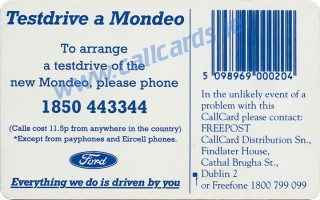 Ford Mondeo Callcard (back) Ford Mondeo Callcard (back)