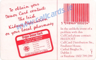 Irish Kidney Association Callcard (back) Irish Kidney Association Callcard (back)