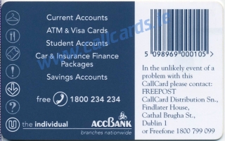 ACC Bank Callcard (back)