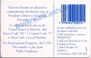 President Clinton Visit Callcard (back) President Clinton Visit Callcard (back)