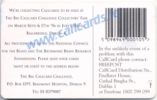 Callcard Challenge 1996 General Issue Callcard (back) Callcard Challenge 1996 General Issue Callcard (back)