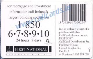 First National Building Society Callcard (back) First National Building Society Callcard (back)