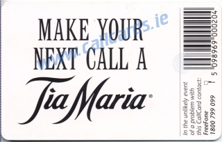 Tia Maria 1996 Callcard (back) Tia Maria 1996 Callcard (back)